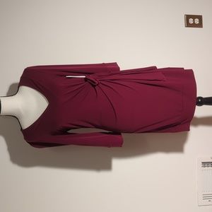 New York and Company wine mock wrap dress